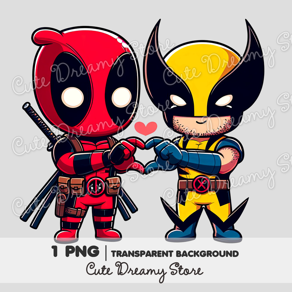Wolverine And Deadpool Clipart PNG Transparent Backgound 0