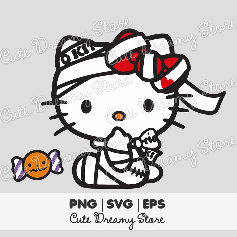 Halloween Mummy Hello Kitty Clipart SVG PNG EPS Vector 0
