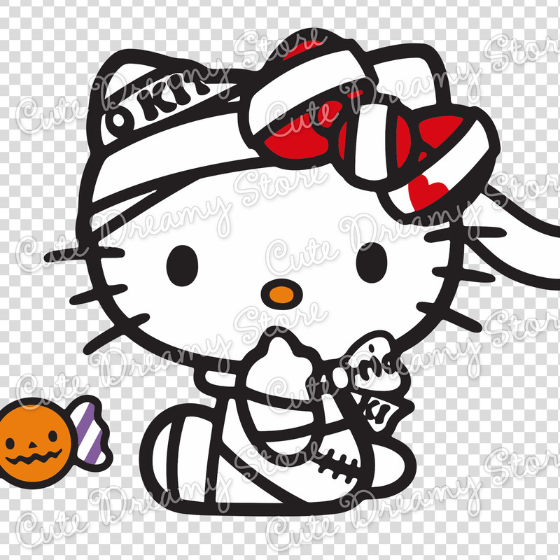 Halloween Mummy Hello Kitty Clipart SVG PNG EPS Vector 1