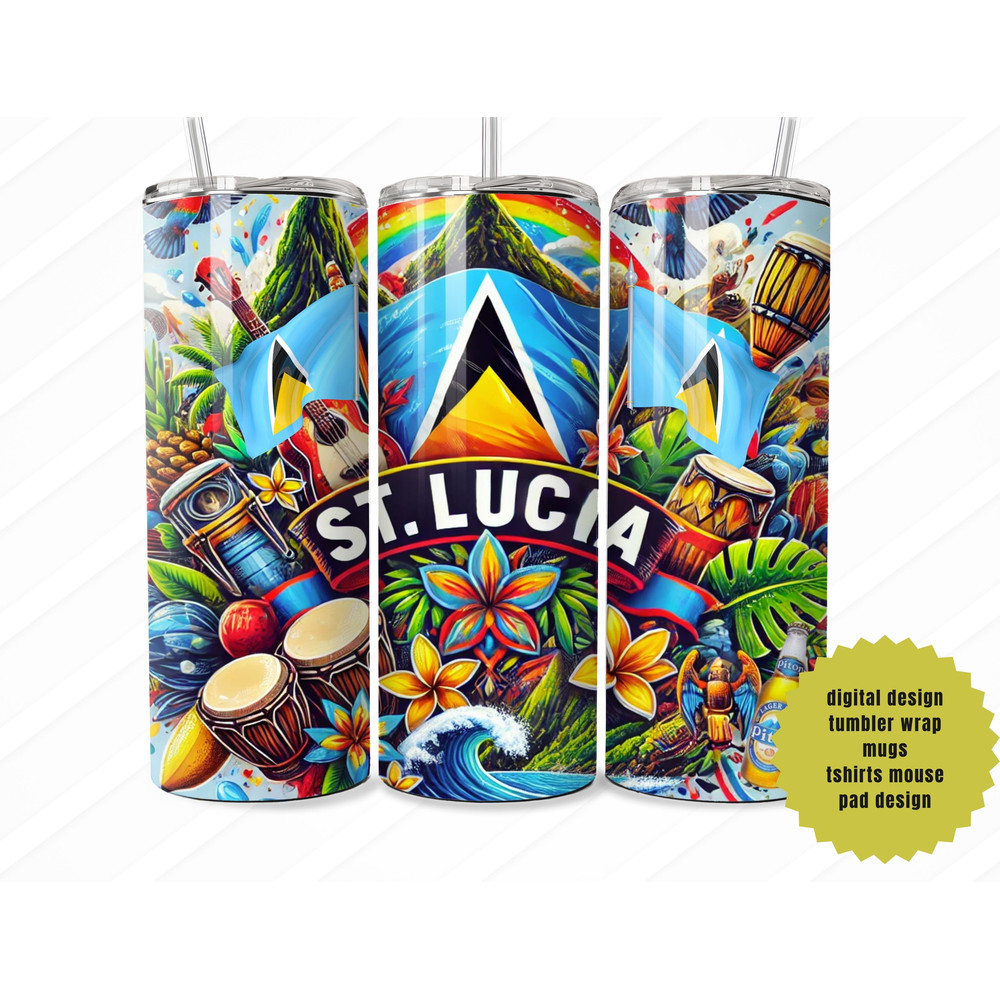 St Lucia Flag Digital Design For Tumblers Mugs TShirts Stickers Celebrate St Lucian Pride Instant 1