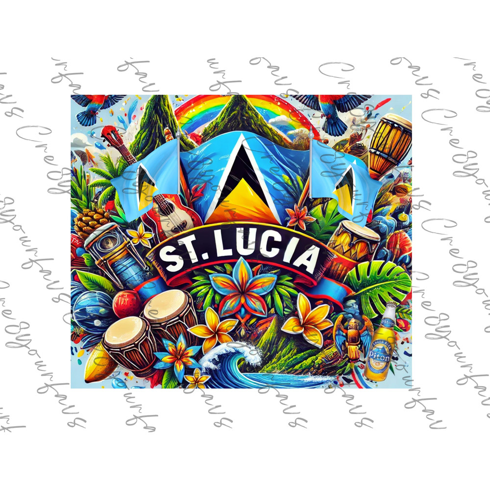 St Lucia Flag Digital Design For Tumblers Mugs TShirts Stickers Celebrate St Lucian Pride Instant 4