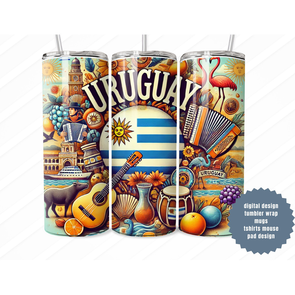 Uruguay Flag Digital Design Tumblers Mugs TShirts More Celebrate Uruguayan Pride 1