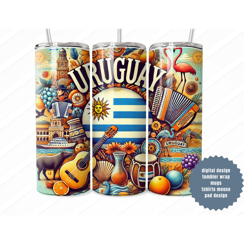 Uruguay Flag Digital Design Tumblers Mugs TShirts More Celebrate Uruguayan Pride 1