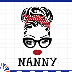 nanny svg, nanny birthday svg, nanny gift design, nanny face glasses svg png, nanny christmas png, digital download