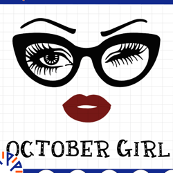 october girl svg, woman with glasses svg printable, girl with bandana design, blink eyes , october svg, sublimation