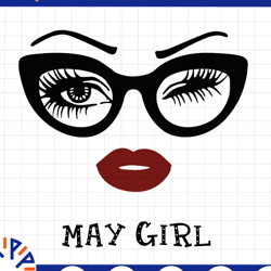 may girl svg, woman with glasses svg printable, girl with bandana design, blink eyes , may svg, sublimation
