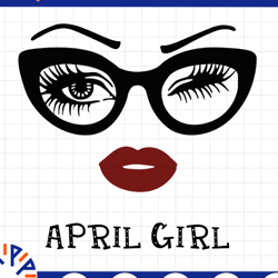 april girl svg, woman with glasses svg printable, girl with bandana design, blink eyes , april svg, sublimation