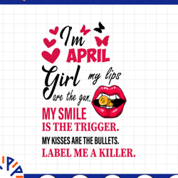 i'm an april girl my lips are the gun png, funny birthday gift, sublimated printing / digital print design,
