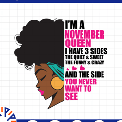 im a november queen i have 3 sides the quite sweet svg, birthday queen black svg, september queen svg png