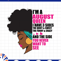 im an august queen i have 3 sides the quite sweet svg, birthday queen black svg, september queen svg png