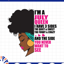 im a july queen i have 3 sides the quite sweet svg, birthday queen black svg, september queen svg png