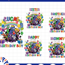 custom nme rainbow friends birthday png bundles, rainbow family character, rainbow birthday, rainbow friends png, gamer