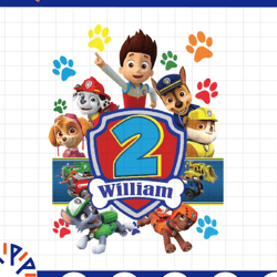 paw patrol birthday boy cartoon customized png file, birthday custom name and age png digital file birthday png, printa