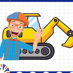 bllippii child kids svg tumbler sublimation svg, birthday blippi excavator boy svg, boy birthday matching svg, digital d