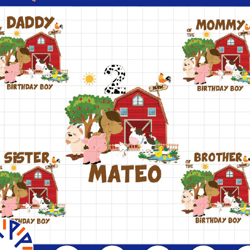 personalized farm birthday png, farm family matching birthday , birthday on the farm theme, digital download