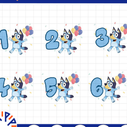 bluey birthday number svg - png, bluey layered svg, bluey birthday svg, bluey number birthday svg, digital download