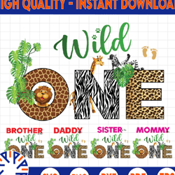 personalized wild one bundle family design, birthday wild one png, zoo animal safari birthday, wild birthday