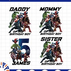 personalized avengers birthday png, super hero birthday png , marvel avengers custom , matching family png