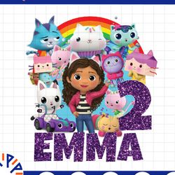 personalized gabby's dollhouse iron on transfer png, design i birthday party iron on i gabby's dollhouse birthday png