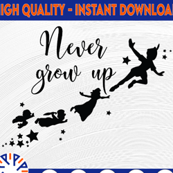 never grow up, peter pan movie disney svg, disney mickey and minnie svg,quotes files, svg file, disney png file