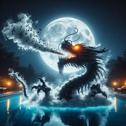 smoke dragon art limited series no. 1 of 9 - digital art instant download