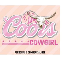 coors cowgirl png, western sublimation, bull skull png, coors png, retro western png, country png, cowgirl png, western