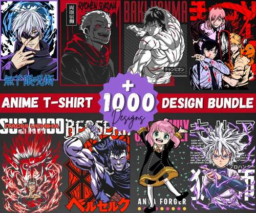 Anime designs bundle , Anime t-shirt designs , Anime svg designs bundle , anime png bundle