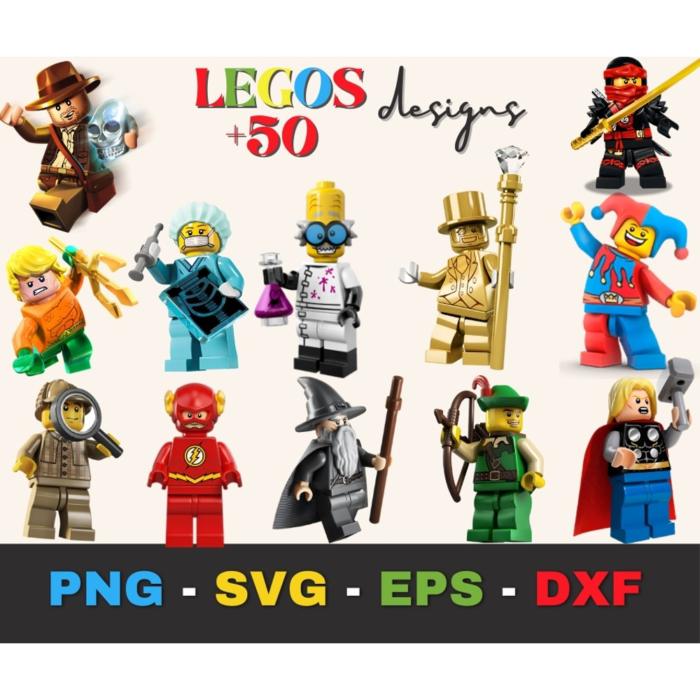 Lego Inspired PNG Bundle Legos Designs Villians SuperHeros Digital Download 0