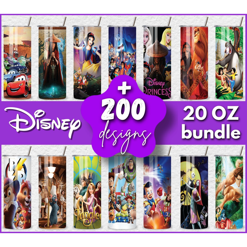 Disneyland 20oz Tumbler Png Designs Bundle Disney Tumbler Wrap Disney Princess Tumbler Cars Frozen Moana Designs 0