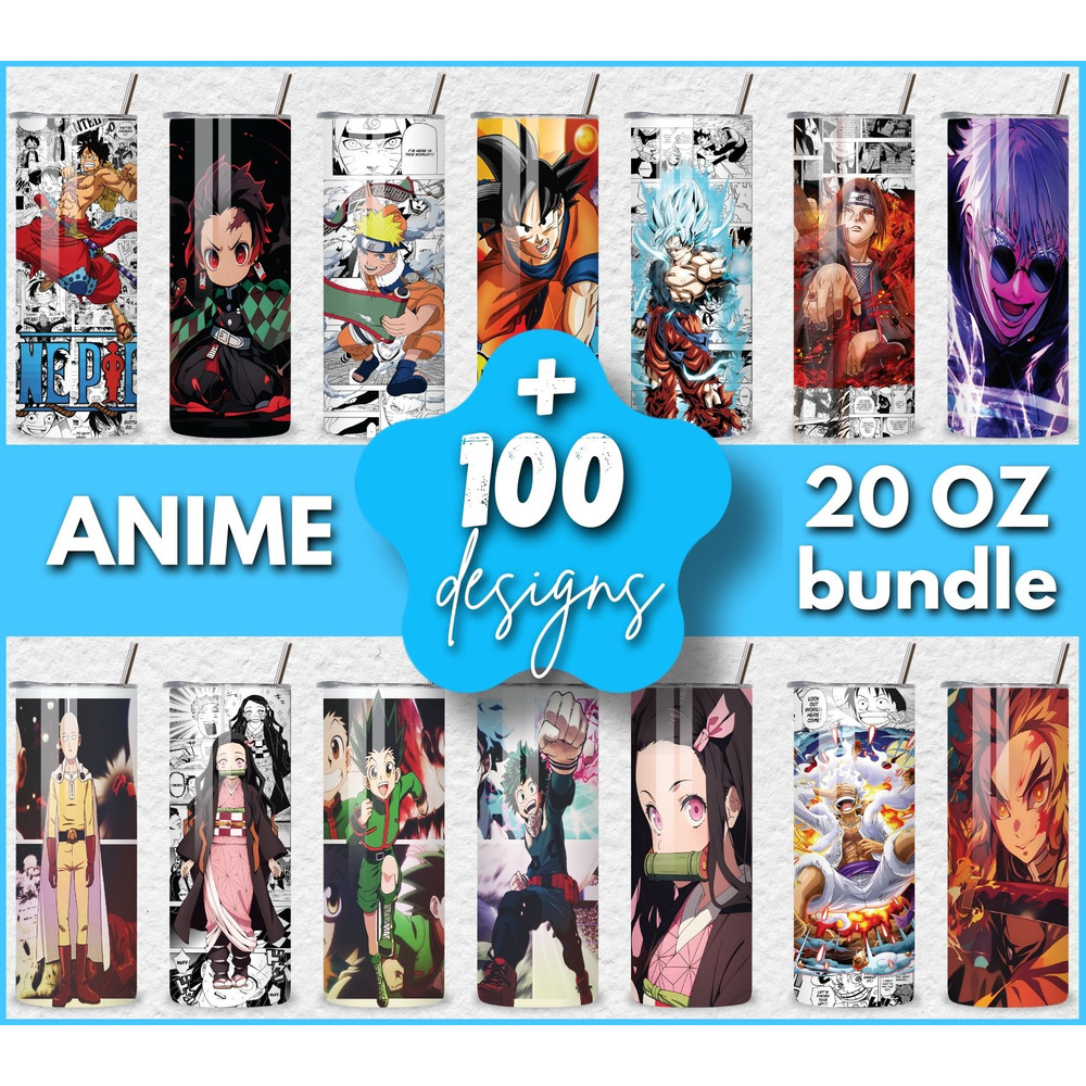 Anime 20oz Tumbler Png Designs Bundle Onepiece Tumbler Wrap Dragonball Tumbler Demon Slayer Naruto Tumbler Bundl 0