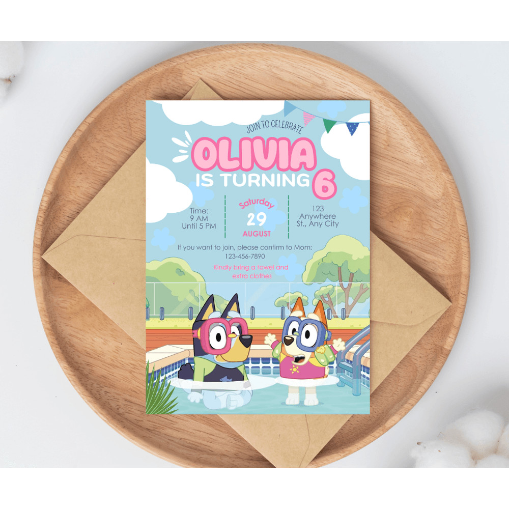 Bluey Birthday Party Invitations Bluey Birthday Supplies YOU PRINT CANVA Editable Template 2