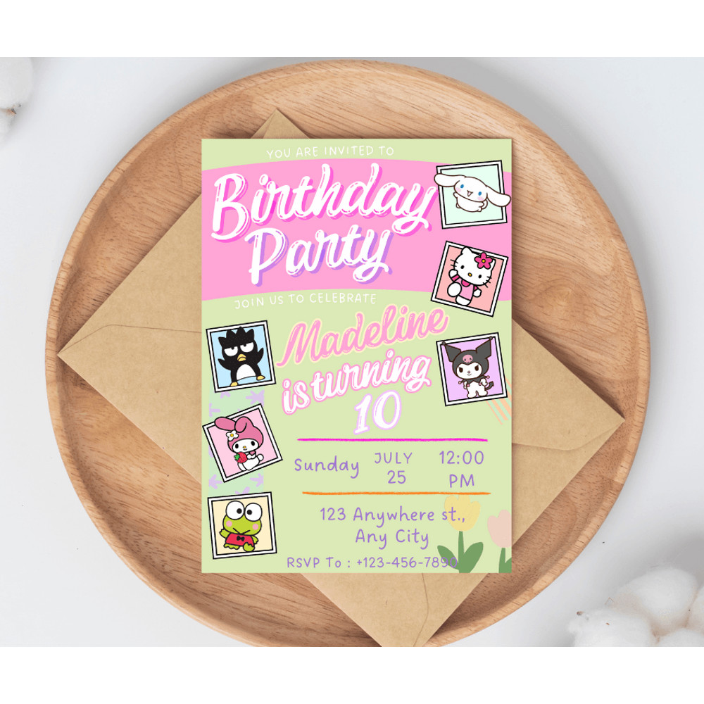 Digital Hello Kitty Party Supplies Invitation Hello Kitty Hello Kitty Decor 3