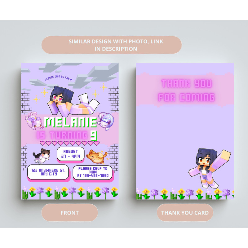 Aphmau Birthday Invitation Aphmau Birthday Party Supplies Aphmau DecoR CANVA Template 3