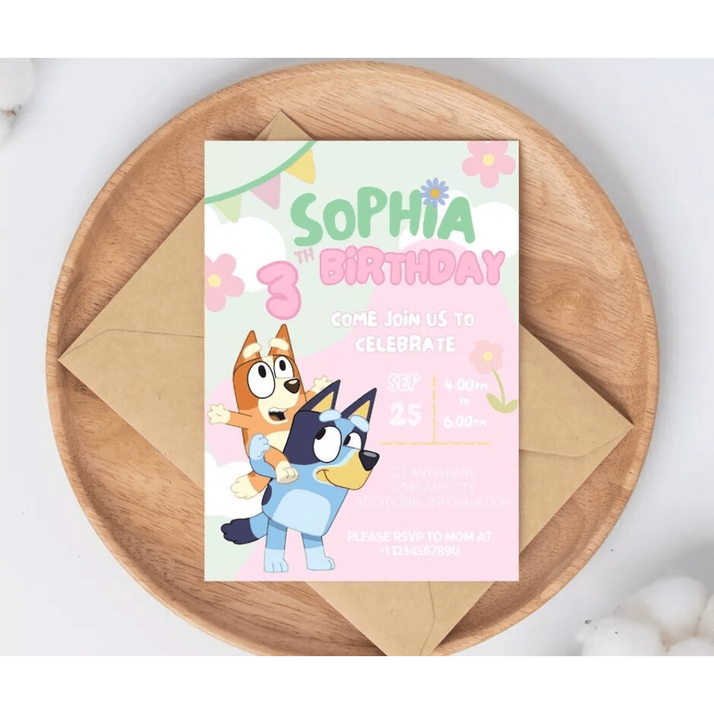 Bluey Birthday Invitation Bluey Party Supplies Bluey Birthday Decor Canva Template 0