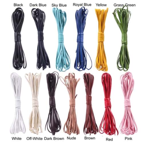3mm colored lacquered cowhide rope, first layer cowhide vegetable tanned leather flat braided hand, 1MM thick