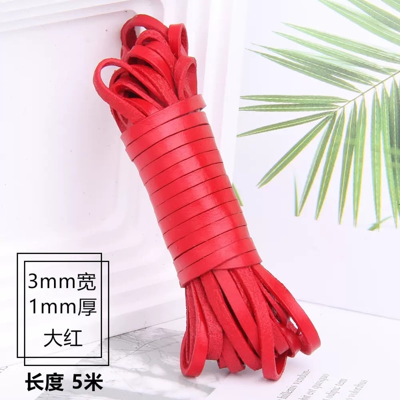 3mm Colored Lacquered Cowhide Rope First Layer Cowhide Vegetable Tanned Leather Flat Braided Hand 1MM Thick 9