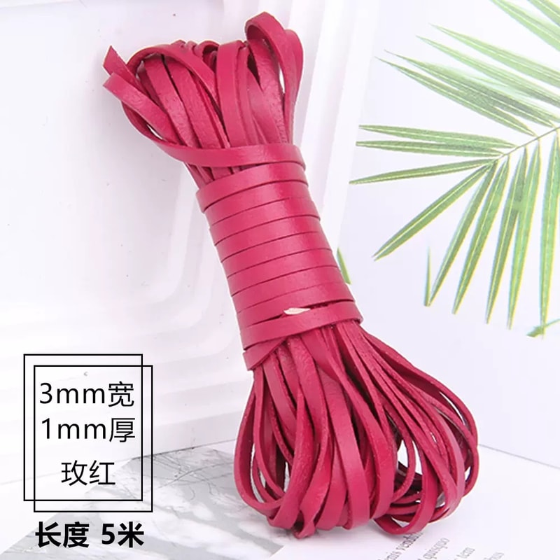 3mm Colored Lacquered Cowhide Rope First Layer Cowhide Vegetable Tanned Leather Flat Braided Hand 1MM Thick 10