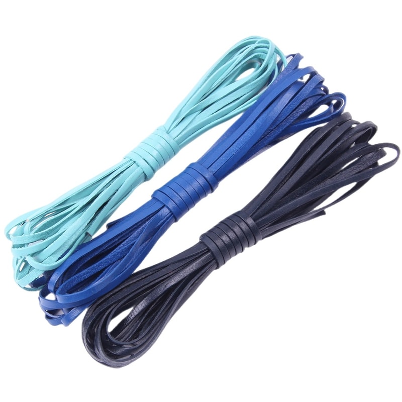 3mm Colored Lacquered Cowhide Rope First Layer Cowhide Vegetable Tanned Leather Flat Braided Hand 1MM Thick 3