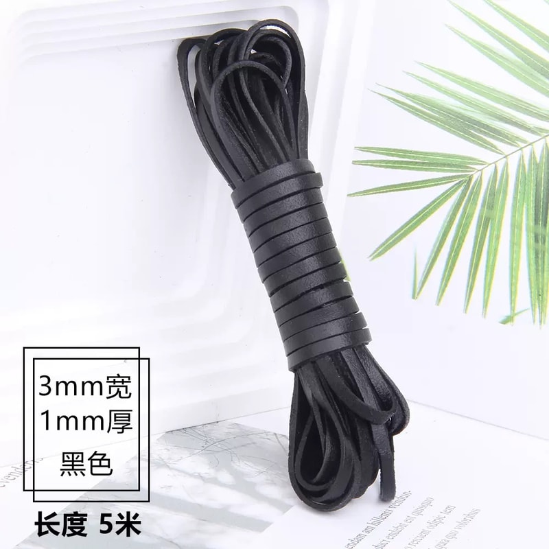 3mm Colored Lacquered Cowhide Rope First Layer Cowhide Vegetable Tanned Leather Flat Braided Hand 1MM Thick 5