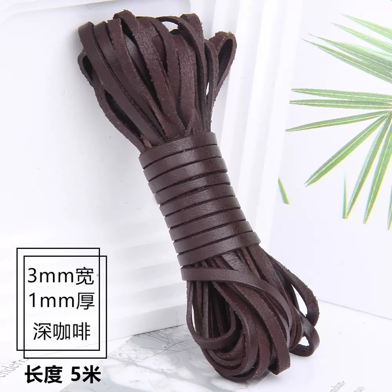 3mm Colored Lacquered Cowhide Rope First Layer Cowhide Vegetable Tanned Leather Flat Braided Hand 1MM Thick 6