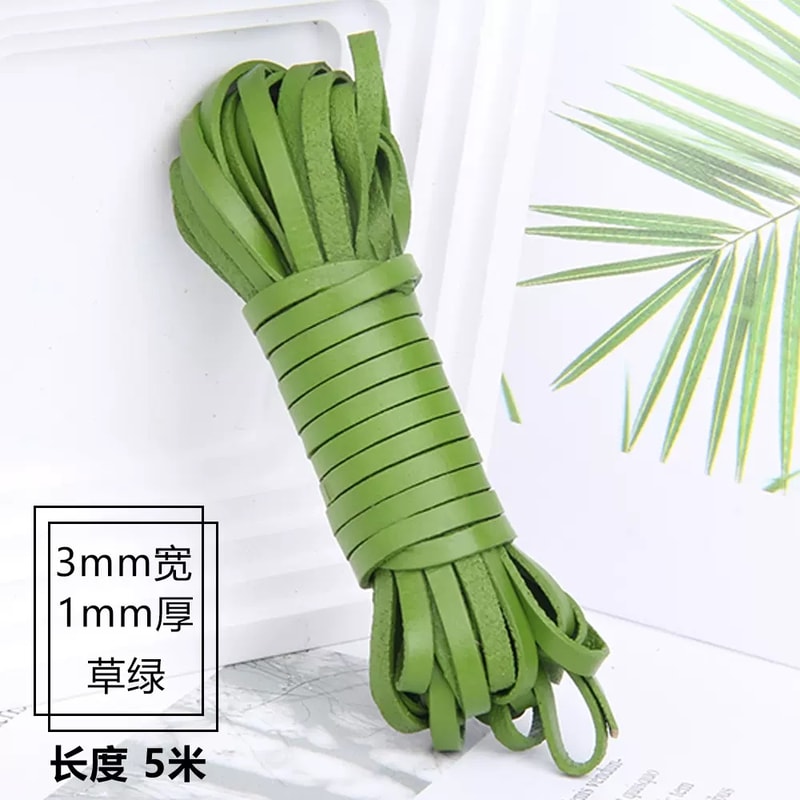 3mm Colored Lacquered Cowhide Rope First Layer Cowhide Vegetable Tanned Leather Flat Braided Hand 1MM Thick 14