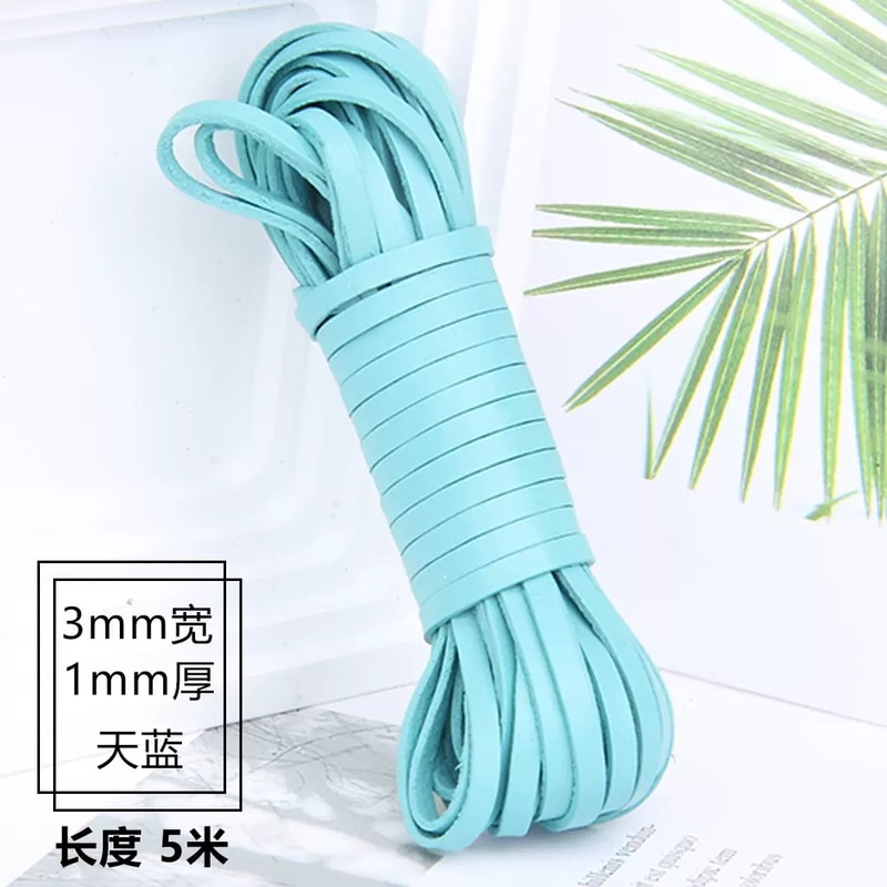 3mm Colored Lacquered Cowhide Rope First Layer Cowhide Vegetable Tanned Leather Flat Braided Hand 1MM Thick 15