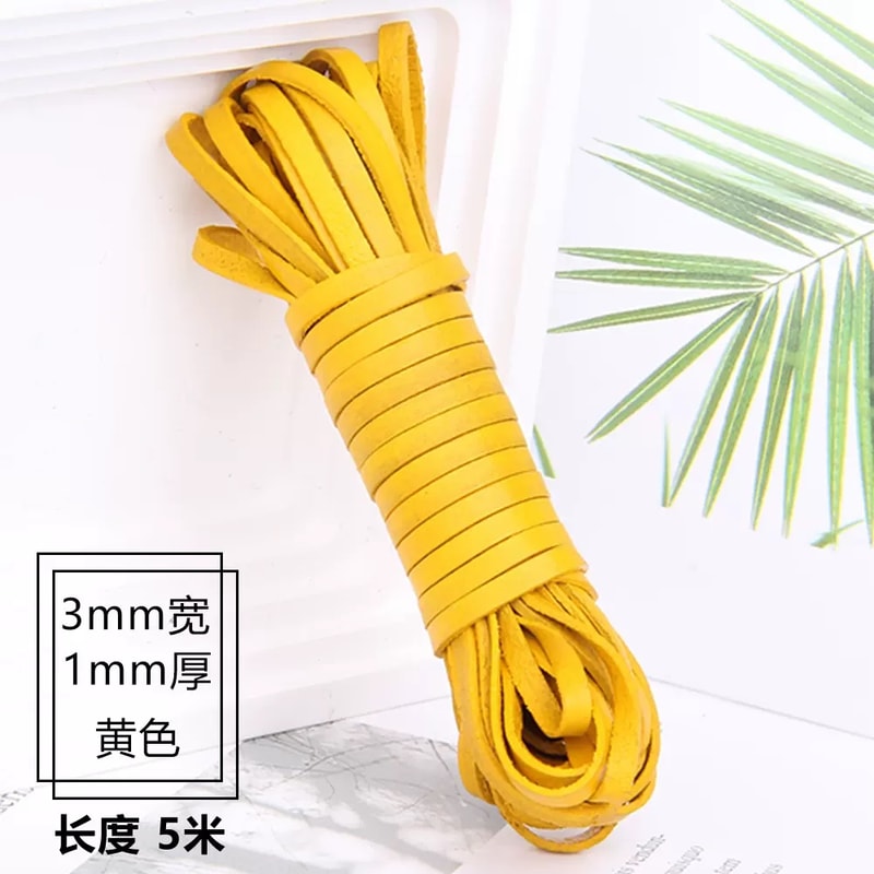 3mm Colored Lacquered Cowhide Rope First Layer Cowhide Vegetable Tanned Leather Flat Braided Hand 1MM Thick 20