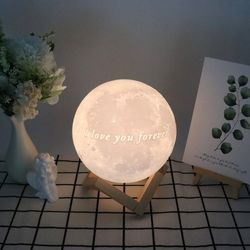 8cm moon lamp led night light battery powered with stand starry lamp bedroom decor night lights kids gift moon lamp