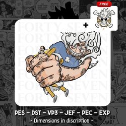 luffy x kizaru - one piece embroidery design