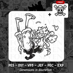 luffy gear 05 - one piece embroidery design