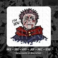 sukuna - jujutsu kaisen embroidery design