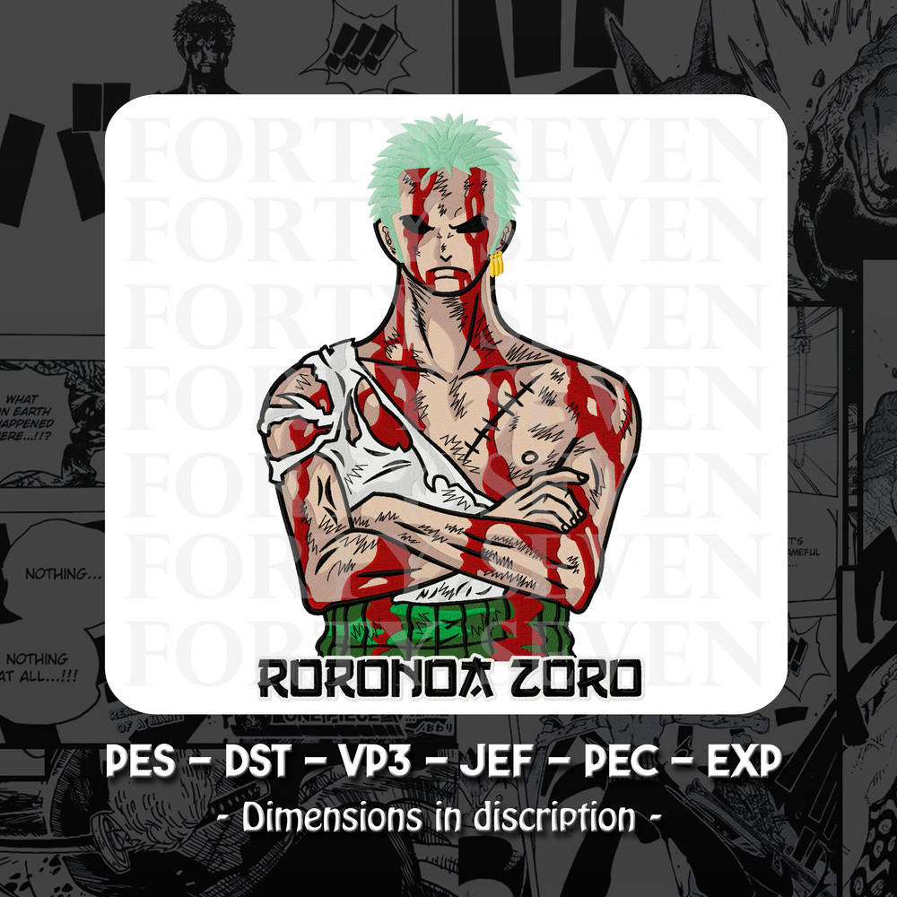 Zoro  One Piece Embroidery Design 0