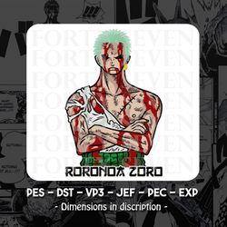 zoro - one piece embroidery design