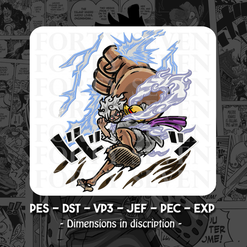 Luffy Gear 5 One Piece Embroidery Design 0